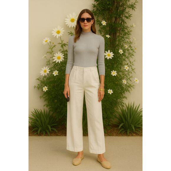 Liz Claiborne Sweaters - Liz Claiborne Collection Silk Ribbed Mock Neck Top Gray M Long Sleeve Boho Y2K